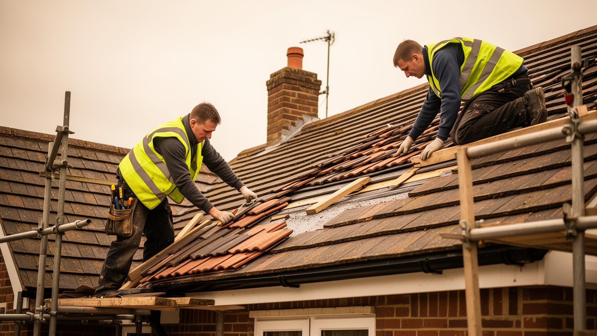 Windsor Roofing tradesmen at work on a Birmingham roof